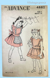 Advance 4882: 1940s Toddler Girls Pinafore Sun Dress Sz 6 Vintage Sewing Pattern