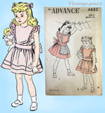 Advance 4882: 1940s Toddler Girls Pinafore Sun Dress Sz 6 Vintage Sewing Pattern