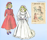 1940s Vintage Advance Sewing Pattern 5002 15in Little Girl Bridal Doll Clothes