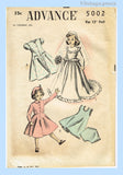 1940s Vintage Advance Sewing Pattern 5002 15in Little Girl Bridal Doll Clothes