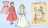 1940s Vintage Advance Sewing Pattern 5002 15in Little Girl Bridal Doll Clothes
