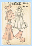 1940s Vintage Advance Sewing Pattern 5002 21 Inch Bridal Doll Clothes Set