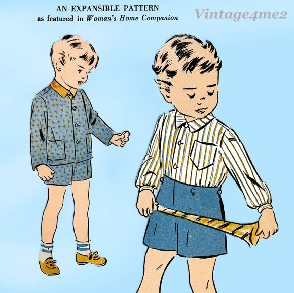 Advance 5132: 1940s Toddler Boys Expandable Suit Sz2 Vintage Sewing Pattern