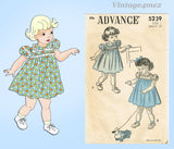 Advance 5239: 1940s Sweet Baby Girls Dress Size 1 Vintage Sewing Pattern