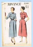 1950s Vintage Advance Sewing Pattern 5391 Uncut Misses Tucked Street Dress 30 B