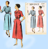 1950s Vintage Advance Sewing Pattern 5391 Uncut Misses Tucked Street Dress 30 B