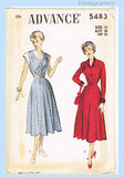1950s Vintage Advance Sewing Pattern 5483 Uncut Misses Street Dress 30 B