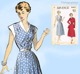 1950s Vintage Advance Sewing Pattern 5483 Uncut Misses Street Dress 30 B
