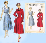 1950s Vintage Advance Sewing Pattern 5483 Uncut Misses Street Dress 30 B