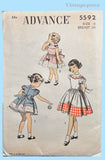 1950s Vintage Advance Sewing Pattern 5592 Uncut Toddler Girls Party Dress Sz6