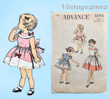 1950s Vintage Advance Sewing Pattern 5592 Uncut Toddler Girls Party Dress Sz6