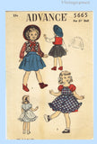 1950s Vintage Advance Sewing Pattern 5665 21 Inch Little Girl Doll Clothes Set