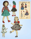 1950s Vintage Advance Sewing Pattern 5665 21 Inch Little Girl Doll Clothes Set