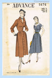 1950s Vintage Advance Sewing Pattern 5676 Stylish Uncut Misses Street Dress 30 B