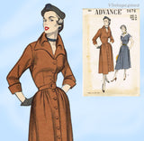 1950s Vintage Advance Sewing Pattern 5676 Stylish Uncut Misses Street Dress 30 B