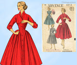 Advance 6012: 1950s Glamorous Misses Dress Sz 34 Bust Vintage Sewing Pattern