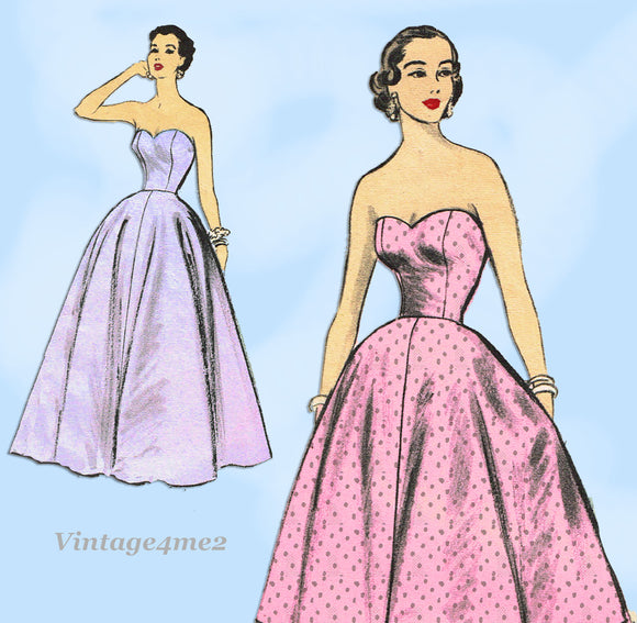 Advance 6257: 1950s Misses Strapless Evening Slip Sz 34 Bust Vintage Sewing Pattern