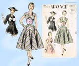 Advance 6972: 1950s Uncut Misses Sun or Street Dress 32 B Vintage Sewing Pattern