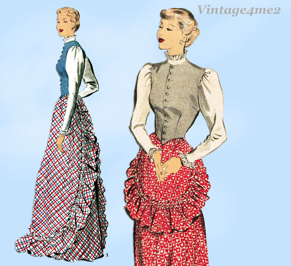 Advance 700: 1950s Misses Hostess Skirt & Blouse Sz 32 B Vintage Sewing Pattern
