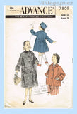 1950s Vintage Advance Sewing Pattern 7809 Cute Uncut Little Girls Coat Size 10