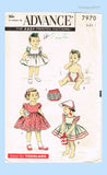 1950s Vintage Advance Sewing Pattern 7970 Baby Girls Dress & Bonnet Sz 1