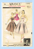Advance 7990: 1950s Misses Uncut Designer Dress Sz 32 B Vintage Sewing Pattern