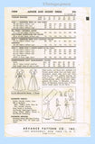 Advance 7999: 1950s Misses Cocktail Dress Sz 32 Bust Vintage Sewing Pattern