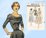 Advance 7999: 1950s Misses Cocktail Dress Sz 32 Bust Vintage Sewing Pattern