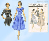 Advance 7999: 1950s Misses Cocktail Dress Sz 32 Bust Vintage Sewing Pattern