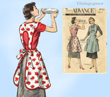 1950s Vintage Advance Sewing Pattern 8161 Misses Farm Kitchen Apron Size 34-36 B