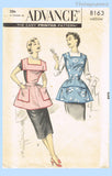 1950s Vintage Advance Sewing Pattern 8163 Misses Flared Kitchen Apron Sz 34-36 B