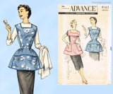 1950s Vintage Advance Sewing Pattern 8163 Misses Flared Kitchen Apron Sz 34-36 B