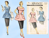 1950s Vintage Advance Sewing Pattern 8163 Misses Flared Kitchen Apron Sz 34-36 B