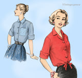 1950s Vintage Advance Sewing Pattern 8254 Uncut Misses Casual Blouse Sz 31 B