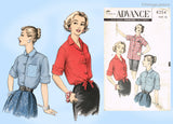 1950s Vintage Advance Sewing Pattern 8254 Uncut Misses Casual Blouse Sz 31 B