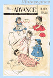1950s Vintage Advance Sewing Pattern 8454 Cute 13 1/2 Inch Baby Doll Clothes Set