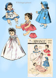 1950s Vintage Advance Sewing Pattern 8454 Cute 13 1/2 Inch Baby Doll Clothes Set