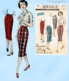 1950s Vintage Advance Sewing Pattern 8761 Misses Pencil Skirt Size 24 Waist