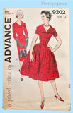 Advance 9202: 1950s Misses Rockabilly Dress Sz 34 Bust Vintage Sewing Pattern