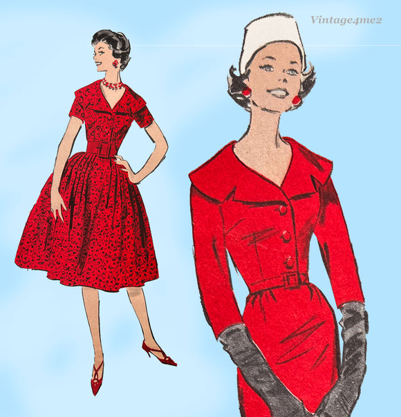 Advance 9202: 1950s Misses Rockabilly Dress Sz 34 Bust Vintage Sewing Pattern
