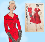 Advance 9202: 1950s Misses Rockabilly Dress Sz 34 Bust Vintage Sewing Pattern
