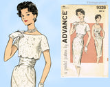 Advance 9328: 1960s Chic Misses Cocktail Dress Sz 36 B Vintage Sewing Pattern