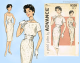 Advance 9328: 1960s Chic Misses Cocktail Dress Sz 36 B Vintage Sewing Pattern