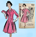1960s Vintage Advance Sewing Pattern 9527 Misses 2 PC Dress or Suit Sz 31 B
