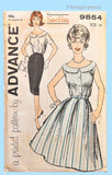 Advance 9854: 1960s Uncut Misses Mid Mod Dress 34 B Vintage Sewing Pattern