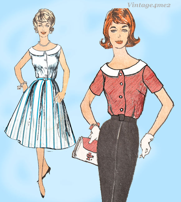 Advance 9854: 1960s Uncut Misses Mid Mod Dress 34 B Vintage Sewing Pattern