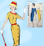 Advance 9900: 1960s Misses Plus Size Mid Mod Dress 43 B Vintage Sewing Pattern