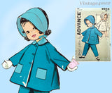 1960s Vintage Advance Sewing Pattern 9946 Cute Toddler Girls Coat & Bonnet Sz 1
