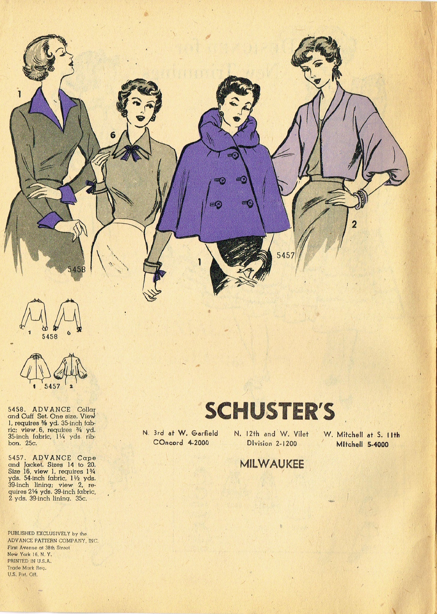 Digital Download Advance Fashion April 1950 Sewing Pattern
