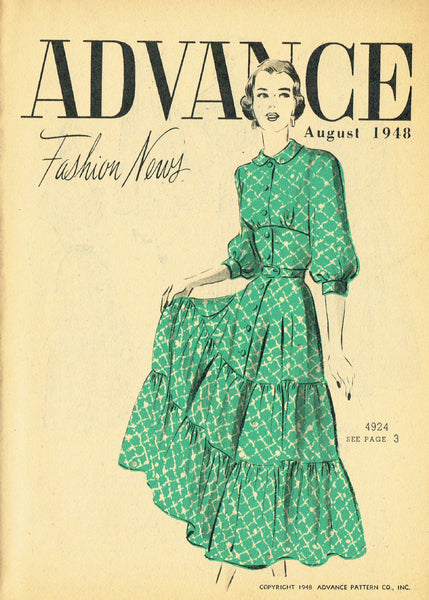 Digital Download Advance Fashion Flyer August 1948 Small 1940s Sewing Pattern Catalog